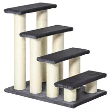 PawHut Dog Steps for Bed 4 Step Pet Stairs for Dog Cat ladder Scratch Post Grey - 1