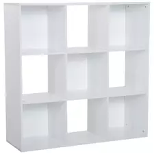 HOMCOM 3-tier 9 Cubes Storage Unit Particle Board Cupboard Bookcase Organiser Home Office Shelves, White - 1