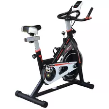 HOMCOM Exercise Bike, Indoor Cycling, with LCD Display, Heart Rate, Sensor - Black - 1
