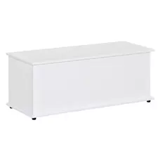 HOMCOM 113L Storage Chest, Storage Box with Flip-Top Lid and 2 Safety Hinges, Storage Trunk for Living Room, Entryway, 100 x 40 x 40 cm, White - 1