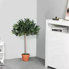 Outsunny 3ft Artificial Olive Tree Indoor Plant Greenery for Home Office Potted in An Orange Pot - 1