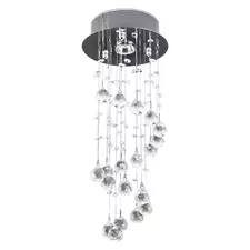 HOMCOM Metal Crystal Ceiling Light Chandelier Elegant Pendant Lamp Living Room Stairway Spiral Rain Drop Pendant Lamp Silver - 1