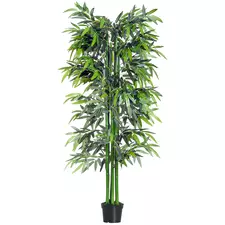 Outsunny 6ft Artificial Bamboo Tree Plant Greenery in A Pot for Home Office Planter 1.8M - 1