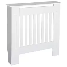 HOMCOM Slatted Radiator Cover Painted Cabinet MDF Lined Grill in White (78L x 19W x 81H cm) - 1