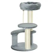PawHut 65cm Cat Tree, Cat Tower for Kittens, Small Cat Condo with Sisal Scratching Posts, Hanging Rope, Perches - Grey - 1