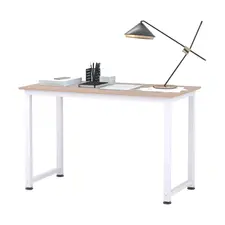 HOMCOM Computer Desk, Writing Table, 120 x 60 x 76cm Workstation for Home Office, Study with Metal Frame, Simple Assembly, White - 1