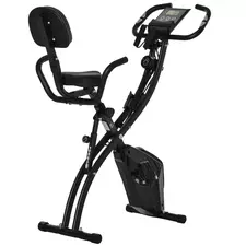HOMCOM 2-in-1 Folding Exercise Bike with 8-Level Magnetic Resistance, Arm Resistance Band, Pulse Sensor, Black - 1