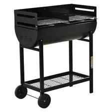 Outsunny Steel 2-Grill Charcoal BBQ w/ Wheels Black - 1