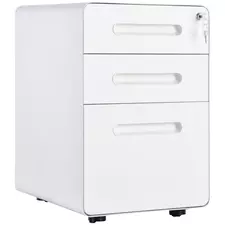 Vinsetto Lockable File Cabinet with 3 Drawers, Vertical Office Drawer for A4, Letter, Legal Size, Anti-tilt Design, Pre-Assembled Body, White - 1