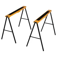 HOMCOM 2PCS Saw Horse Twin Pack Folding Workbench Metal Trestle Stands with Non-slip EVA Surface for Sawing Work Max Load 125kg - 1