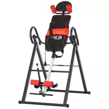 HOMCOM Gravity Inversion Table with Safety Belt Adjustable Hand Stand for Muscle Pain Relief, Red - 1