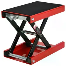 DURHAND 500KG Motorcycle Lift Scissor Jack, Height Adjustable Motorbike Stand with Anti-Slip Wide Deck, Heavy Duty Steel Motorbike Repair Lift Hoist Stand for Home Garage, Red - 1