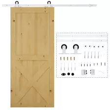 HOMCOM 6FT Rustic Interior Sliding Barn Door Mounting Hardware Kit - White - 1