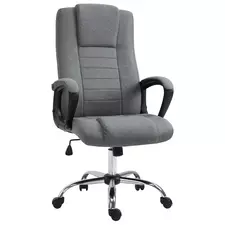Vinsetto Linen-Look Swivel Office Chair - Dark Grey - 1
