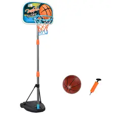 HOMCOM Kids Basketball Hoop and Stand Portable Basketball Stand Set w/ Ball Pump Netting Backboard Adjustable Height from 126 cm to 158 cm - 1