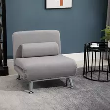 HOMCOM Adjustable Back Futon Sofa Chair - Grey - 1