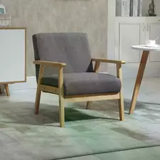 HOMCOM Minimalistic Wooden Frame Accent Chair, with Padded Seat - 1