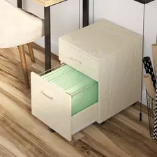 Vinsetto 2-Drawer Locking Office Filing Cabinet w/ 5 Wheels Rolling Storage Hanging A4 Cupboard Home Organisation, Oak Wood Grain - 1