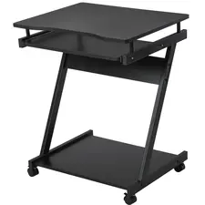 HOMCOM Movable Computer Desk with 4 Moving Wheels Sliding Keyboard Tray Home Office Workstation Black - 1
