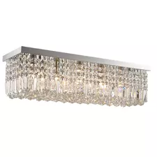 HOMCOM Modern Crystal Ceiling Light Square Crystal Chandelier for Living Room, Dining Room, Hall, E14 Base, Silver, 80 x 25 x 23cm - 1