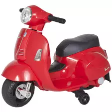 HOMCOM Vespa Licensed 6V Kids Electric Motorbike Ride On Motorcycle  Battery Powered for 18-36 Months with Horn Light Red - 1