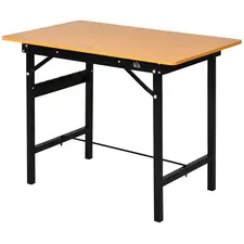 HOMCOM 100 cm Foldable Garage Work Bench, Craft Table MDF Workstation, Heavy-duty Steel Frame with Ruler, Protractor - 1