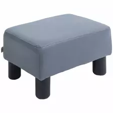 HOMCOM Microfiber Cloth Footstool, Small Foot Rest, Rectangle Sofa Stool for Bedroom Living Room, Grey - 1