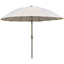 Outsunny 2.5m Shanghai Garden Parasol Umbrella with Crank & Tilt, Adjustable Outdoor Sun Shade, Off-White - 1