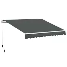 Outsunny 3.5M x 2.5M Manual Awning Canopy Retractable Sun Shade Shelter for Garden Patio - 1