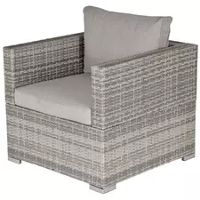 Outsunny Single Seater Rattan Chair Sofa with Padded Cushions, All-Weather PE Wicker Weave Garden Armchair with Armrests, Grey - 1