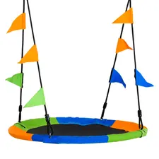 Outsunny Kid Nest Swing Seat Saucer Tree Swing 40 Inch/100cm Adjustable Rope Outdoor Indoor for Kids Over 3 Years Old Multi-Colour - 1