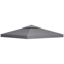 Outsunny 3(m) Gazebo Top Cover Double Tier Canopy Replacement Pavilion Roof Deep Grey - 1