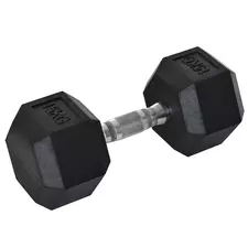 HOMCOM 15KG Single Rubber Hex Dumbbell Portable Hand Weights Dumbbell Home Gym - 1