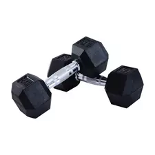 HOMCOM 2x8kg Hex Dumbbell Rubber Weights Sets Hexagonal Gym Fitness Lifting Home - 1