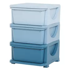HOMCOM 3 Drawers Plastic Storage Units, 3 Tier Kids Storage Units, Children Toy Chest for Nursery, Playroom, Bedroom, Blue - 1