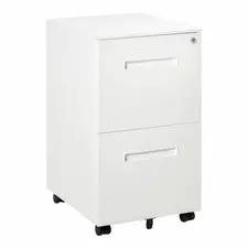 Vinsetto Metal Mobile File Cabinet with Wheels, Lockable 2 Drawer Filing Cabinet for A4, Legal, Letter, Compact Under Desk Storage Unit with Pre-Assembled Body for Home Office, 39 x 48 x 67cm, White - 1