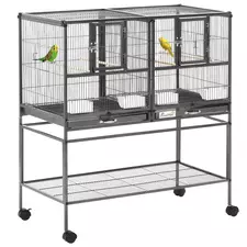 PawHut Large Bird Cage Parrot Cage with Divider, Slide Tray for Finch Canaries Parakeets Cockatiels, 95 x 45.5 x 102 cm - 1