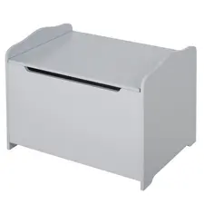 HOMCOM Wooden Kids Toy Box Children Storage Organizer Chest Safety Hinge Playroom Furniture Grey - 1