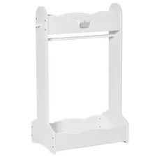 HOMCOM Kids Clothes Rail Wooden Hanging Rack with Storage Shelves Children Garment Freestanding Wardrobe for 3-8 Years Toddler, White - 1