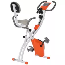 HOMCOM 2-in-1 Folding Exercise Bike with 8-Level Magnetic Resistance, Arm Resistance Band, Pulse Sensor, Orange - 1
