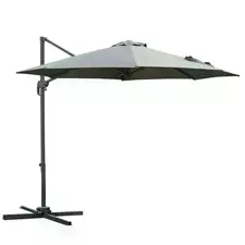 Outsunny 3(m) Offset Parasol Cantilever Hanging Umbrella 360° Rotation w/ Base Dark Grey - 1