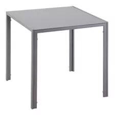HOMCOM Modern Square Dining Table for 2-4 People, with Glass Top & Metal Legs for Dining Room, Living Room, Grey - 1