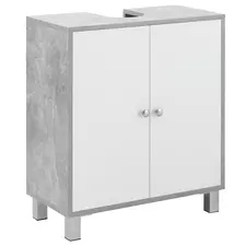 kleankin Under Sink Cabinet, Bathroom Vanity Unit, Storage Cupboard with Adjustable Shelves, White and Grey - 1