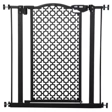 PawHut 74-80 cm Pressure Fit Safety Gate for Doorways and Staircases, Dog Gate, Pet Barrier for Hallways with Auto Close, Double Locking - 1