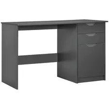HOMCOM Computer Desk with Drawers, High Gloss Home Office Desk with Storage Cabinet, Study Workstation, 120 x 60cm, Grey - 1