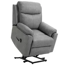 HOMCOM Faux Leather 70° Electric Riser Recliner Chair - Grey - 1
