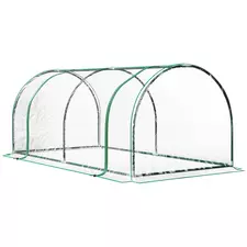 Outsunny Tunnel Greenhouse Green Grow House for Garden Outdoor, Steel Frame, PVC Cover, Transparent, 200 x 100 x 80cm - 1