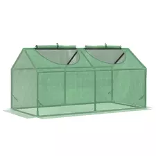 Outsunny Mini Greenhouse, Small Plant Grow House for Outdoor with Durable PE Cover, Observation Windows, 120 x 60 x 60 cm, Green - 1