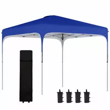 Outsunny 3 x 3(M) Pop Up Gazebo, UPF 50+ Foldable Canopy Tent with Wheeled Carrybag, 4 Leg Weight Bags, Height Adjustable Marquee Shelter 1 person easy setup for Outdoor Garden Patio Party, Blue - 1
