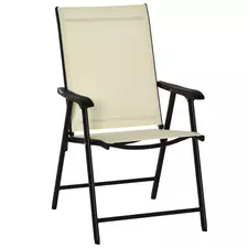 Outsunny Set of Two Folding Garden Chairs - Beige - 1